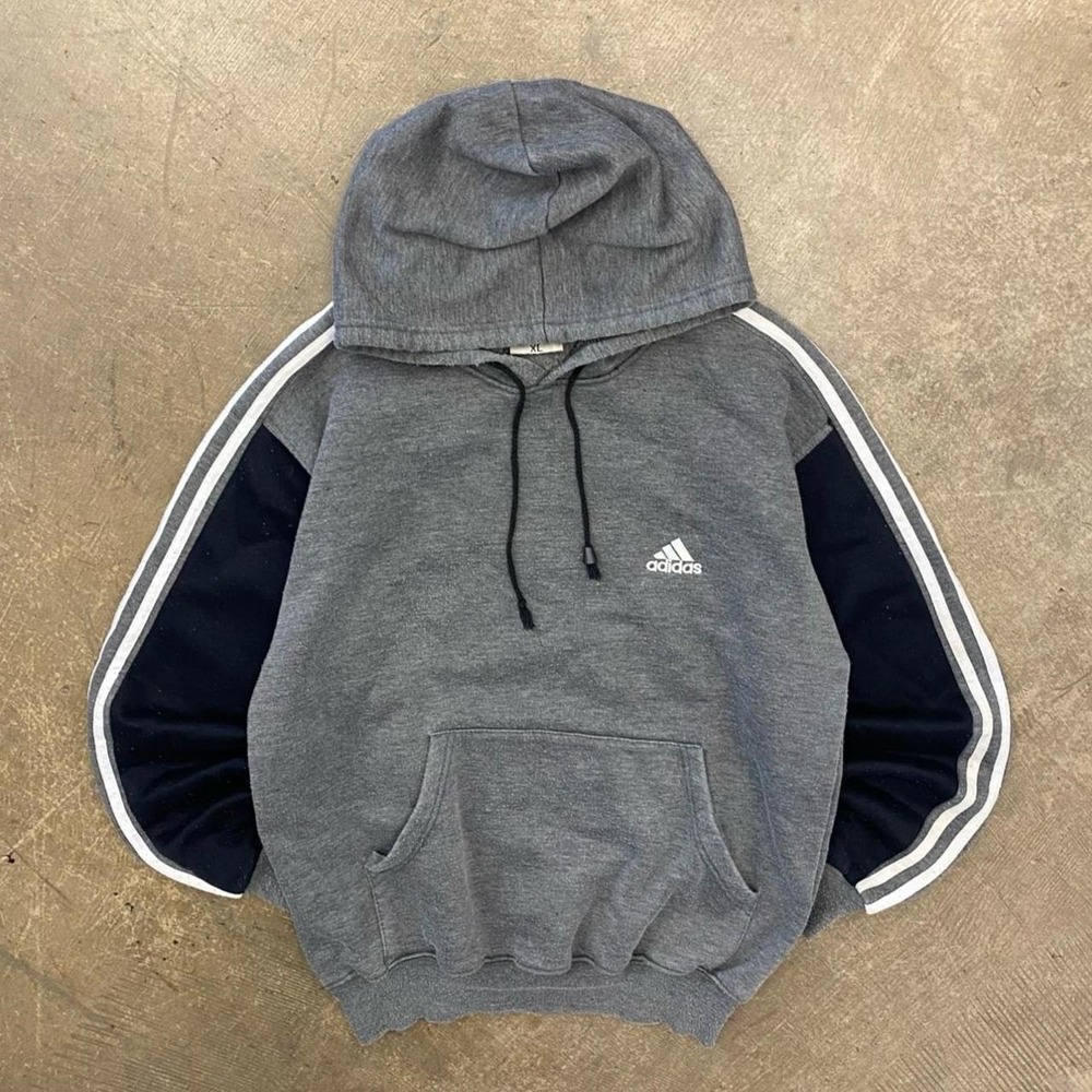 Vintage Adidas Trefoil 90s Striped Sportswear Hoodie Essential Size XL
